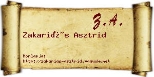 Zakariás Asztrid névjegykártya
